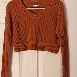 Aeropostale Women's V-Neck Sweater in Rust